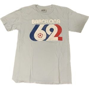 Custom 77 Blue Barcelona Soccer Graphic Vintage Wash Short Sleeve T-Shirt Size S